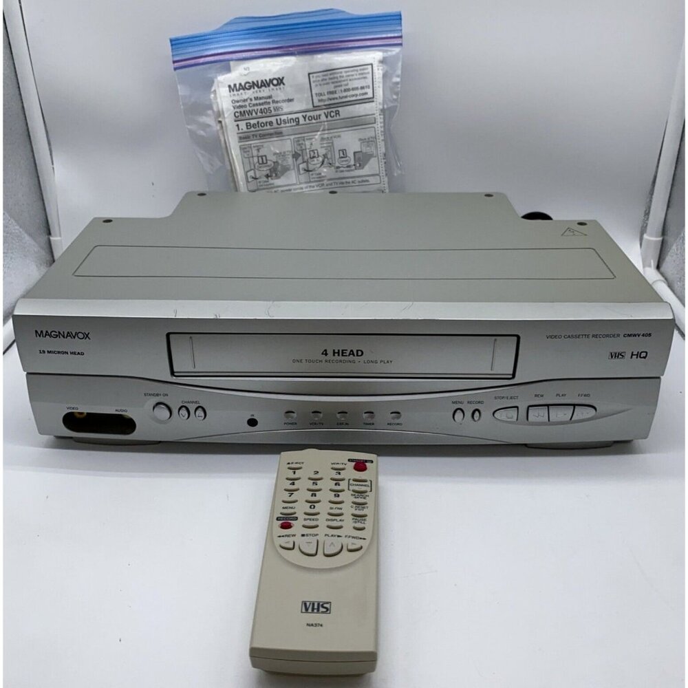 Magnavox CMWV 405 VCR Video Cassette Recorder 4 Head with Remote VHS Untested